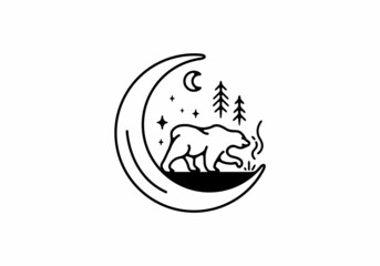 Line art illustration of wild bear