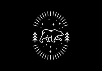 Line art illustration of wild bear