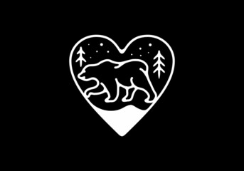 Line art illustration of wild bear