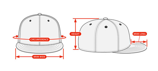 Clothing size chart vector illustration ( Baseball cap )