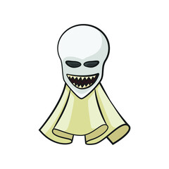 Monster ghost in drawing style isolated vector. Halloween cartoon on white background.