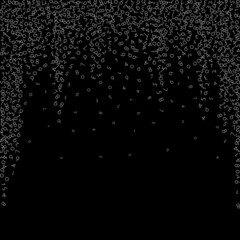 Falling numbers, big data concept. Binary white disorderly flying digits. Valuable futuristic banner on black background. Digital vector illustration with falling numbers.