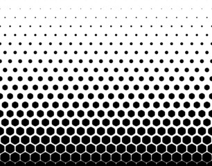 Seamless Halftone Vector Background.Hexagons Turning Into Circles