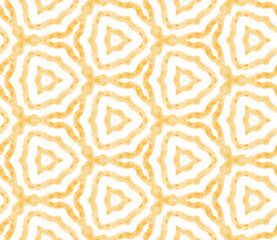 Striped hand drawn pattern. Yellow symmetrical