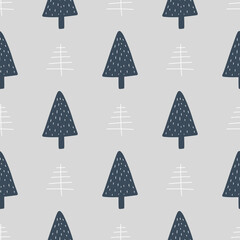 Fototapeta na wymiar Christmas and New Year symbols tree seamless pattern. Vector cute print. Digital paper. Design element.