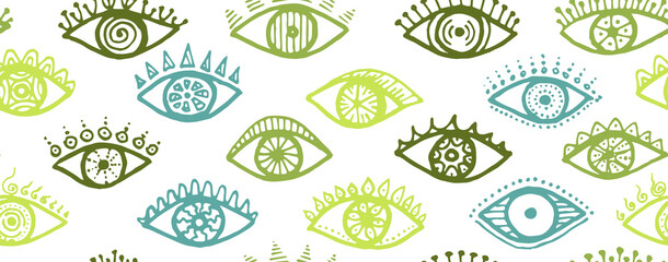 Hand drawn female eyes psychedelic endless
