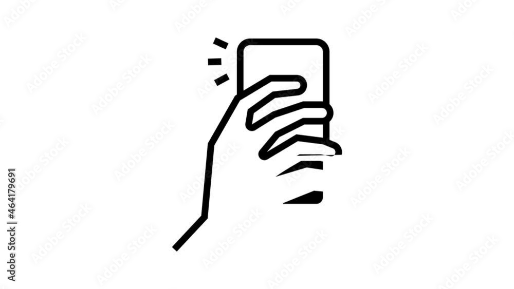 Poster making photo on smartphone camera animated line icon. making photo on smartphone camera sign. isolat