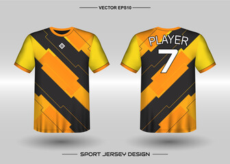 T-shirt sport vector design template, Soccer jersey mockup for football club. uniform front and back view. Clothing Men adult. Can use for printing, branding logo team, squad, match event, tournament