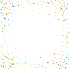 Rainbow Festive Confetti. Carnival Star Falling.