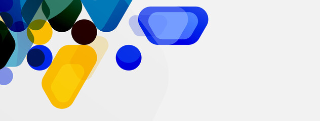 Color bubbles and rounded geometric shapes on white. Vector geometric minimal abstract background for wallpaper, banner, background, landing page