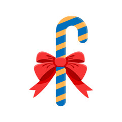 Lollipop with bow vector illustration. Festive candy. Traditional Christmas food for New Years celebration.