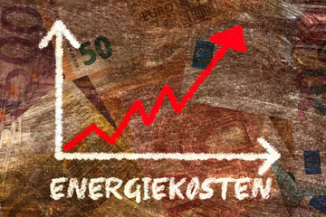 Euro Geldscheine und steigende Energiepreise