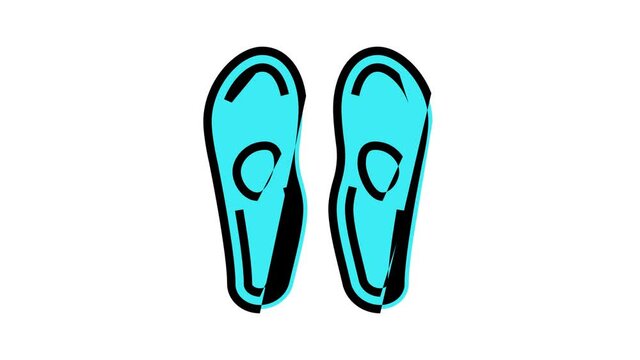 insoles for treatment flat feet animated color icon. insoles for treatment flat feet sign. isolated on white background