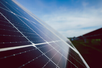 Solar power plant(solar cell) on summer season, hot climate causes increased power production,...