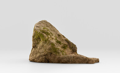 Isolated realistic rock  in white background, 3d Rendering