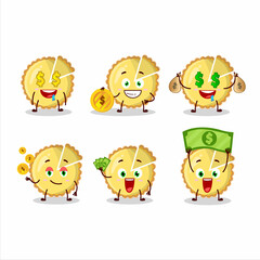 Obraz na płótnie Canvas Lemon tart cartoon character with cute emoticon bring money
