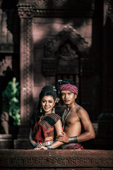 Fototapeta na wymiar Young Actor and Actress wearing beautiful ancient costumes