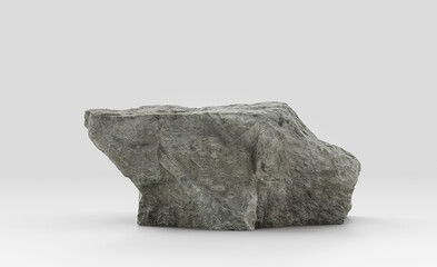Isolated realistic rock  in white background, 3d Rendering
