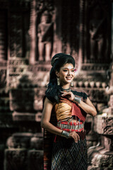 Obraz premium Asian Young female Actress wearing beautiful ancient costumes