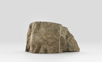 Isolated realistic rock  in white background, 3d Rendering