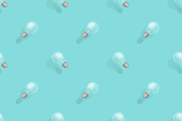 Light bulbs seamless pattern. Background on the theme of light bulbs and lighting.