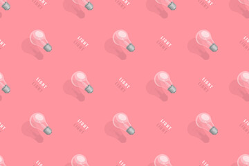 Light bulbs seamless pattern. Background on the theme of light bulbs and lighting.