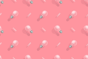 Light bulbs seamless pattern. Background on the theme of light bulbs and lighting.