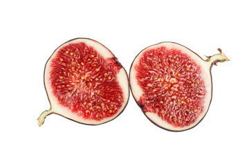 A set of sliced figs isolated on white background.