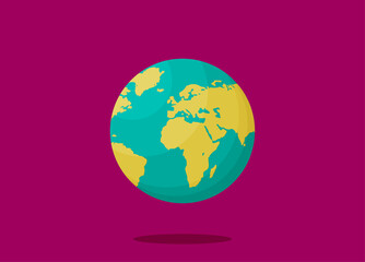 Flat planet Earth icon. Vector illustration