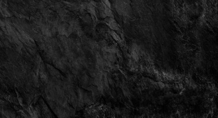 Dark gray stone background with copy space. Black grunge banner with rock texture.