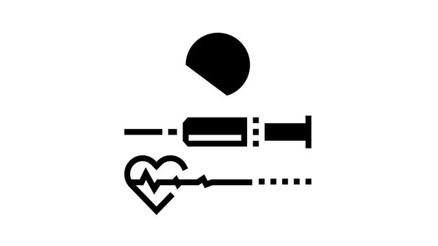 euthanasia pet animated glyph icon. euthanasia pet sign. isolated on white background