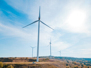 aerial view of wind turbine electricity plant