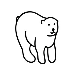 Vector cute polar bear hand drawn in black line. Holiday, winter,northern doodle style illustration on isolated background. Design for social media, packaging, decor, stickers, web, coloring,printing.