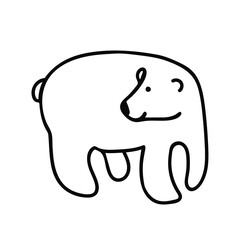 Vector cute polar bear hand drawn in black line. Holiday, winter,northern doodle style illustration on isolated background. Design for social media, packaging, decor, stickers, web, coloring,printing.