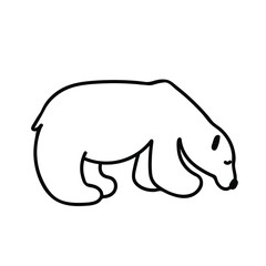 Vector cute polar bear hand drawn in black line. Holiday, winter,northern doodle style illustration on isolated background. Design for social media, packaging, decor, stickers, web, coloring,printing.