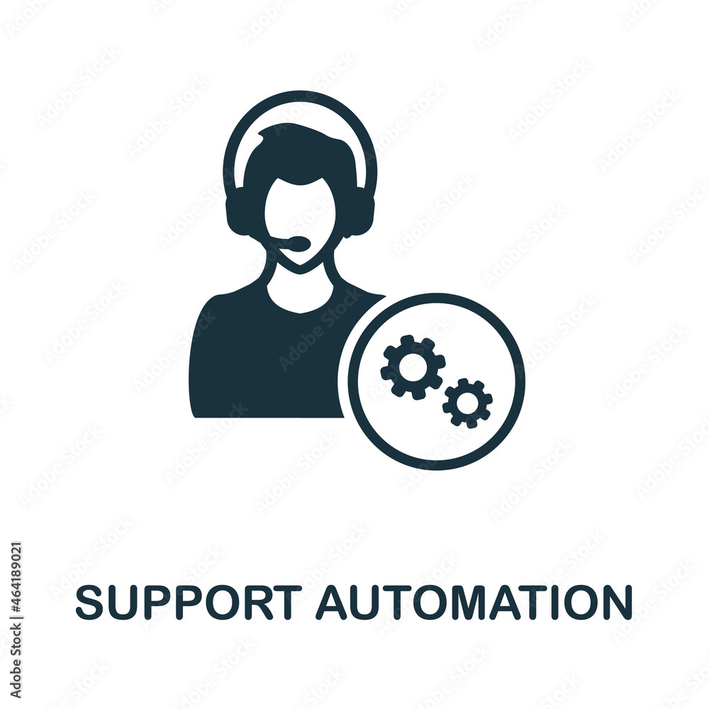 Poster support automation icon. monochrome sign from customer relationship collection. creative support aut
