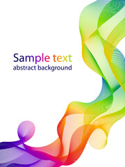 Vector illustration. Rainbow wavy lines for design of flyers, booklets, brochures, website. Abstract background of colorful gradient waves.