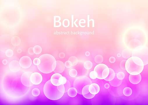 Pink blurred bokeh background in vector. Defocused lights. Romantic background for your design.