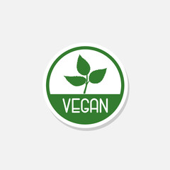 Vegan green logo sticker icon isolated on white