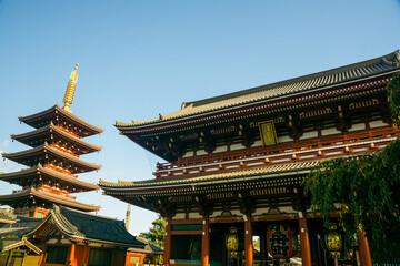 Fototapeta na wymiar 東京　浅草寺　宝蔵門と五重塔