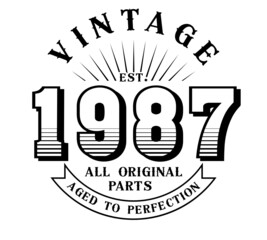 vintage 1987 Aged to perfection Original parts, 1987 birthday typography design for T-shirt