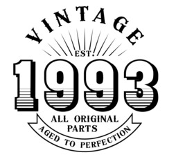 vintage 1993 Aged to perfection Original parts, 1993 birthday typography design for T-shirt
