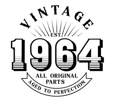 vintage 1964 Aged to perfection Original parts, 1964 birthday typography design for T-shirt