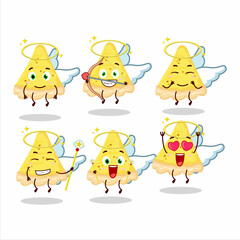 Slice of cheese tart cartoon designs as a cute angel character