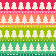 Pine trees seamless pattern with striped background.