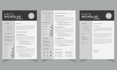 Professional Resume Layout, White Background Design Set 2 Page Resume