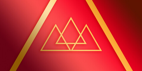 cool gradient background with triangles, modern logo shape, gold triangle , red pattern