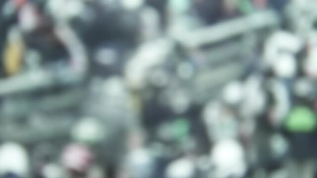 Blurred and unstable of many people on the streets, Chaotically protesters on the streets to claim his right   