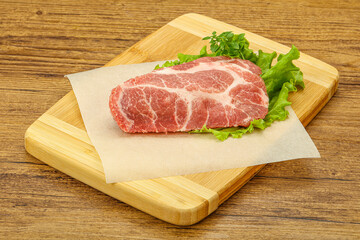Raw pork meat neck steack