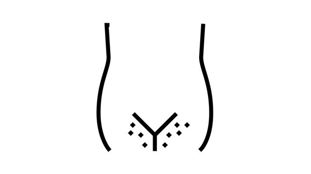 hairy bikini shave animated line icon. hairy bikini shave sign. isolated on white background